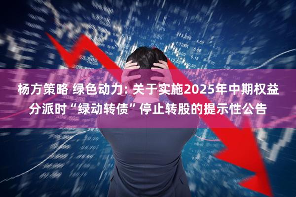 杨方策略 绿色动力: 关于实施2025年中期权益分派时“绿动转债”停止转股的提示性公告