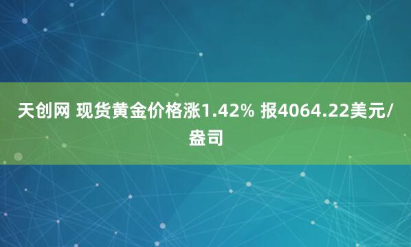 天创网 现货黄金价格涨1.42% 报4064.22美元/盎司
